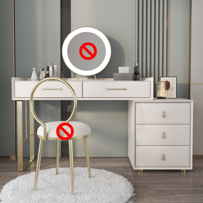 Hedendaagse dennenmake-up ijdelheid bureau 5-lades ijdelheid make-uptafel set