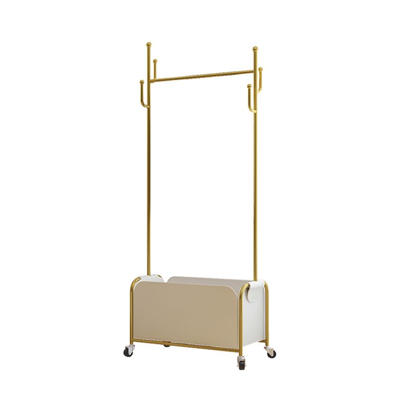 Glam Coat Hanger Metal Frame Free Standing PU Leather Basket Coat Rack with Shelves Clearhalo 'Entry & Mudroom Furniture' 'furn' 'furn_hall_tree_coat_racks' 'Furniture' 'Hall Trees & Coat Racks' 'hall_tree_coat_racks' 1200x1200_76255349-dbd9-476f-85ba-4f707fafe66c