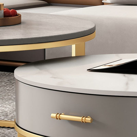 Tavolino in ardesia tavolino tavolino da cocktail rotondo con cassetti di stoccaggio