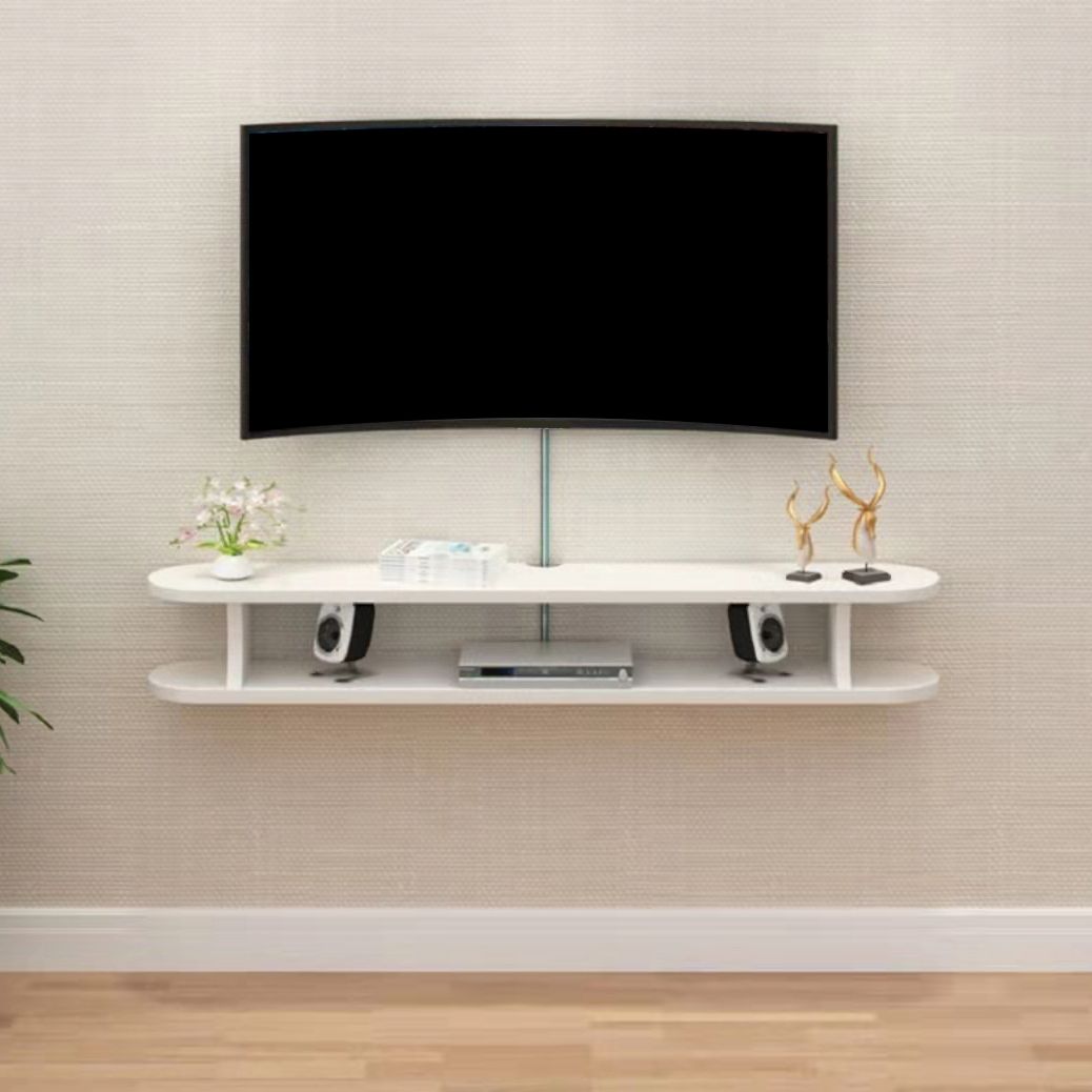 Matte afwerking Wall gemonteerde media-stand met planken Scandinavische massieve hout tv-console