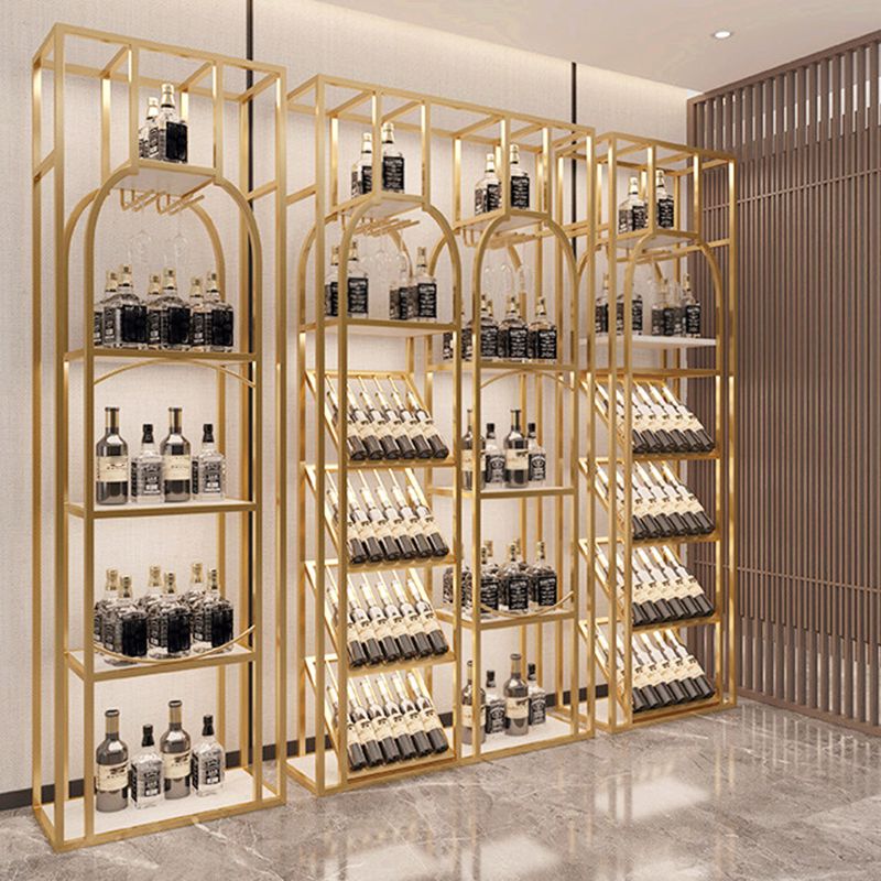 棚付きのメタルフロアワインボトル＆ガラスラック工業用ワインラック