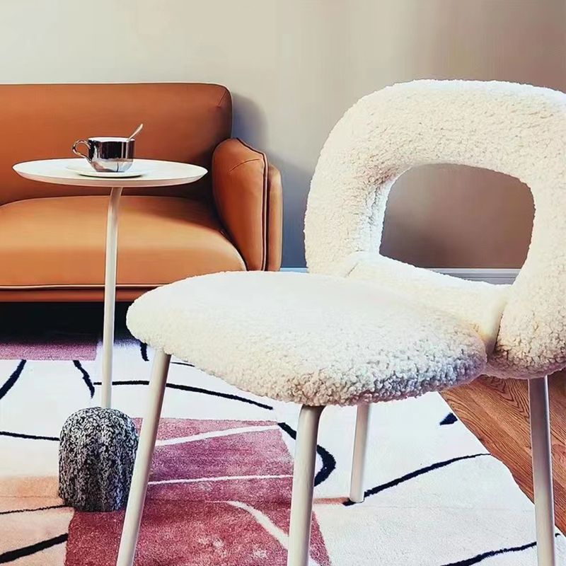 Designer Style Armless Dining Chair Open Back Side Velvet Chair with Metal Legs