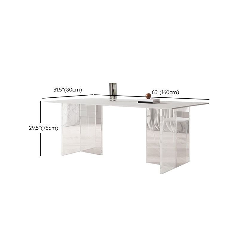 Simplicity Dinette Tafel Rechthoekige stenen eettafel in wit