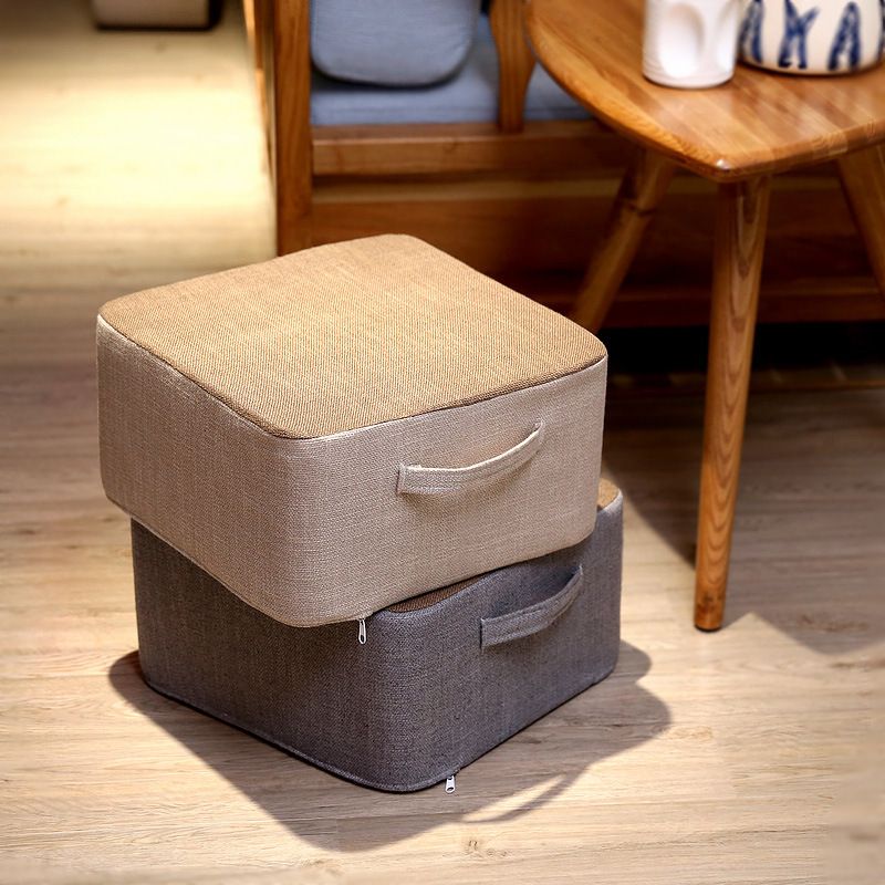 Casual Cotton Pouf Chair Contrast Color Square Upholstered Ottoman Stool Clearhalo 'furn' 'furn_ottomans_poufs' 'Furniture' 'Living Room Furniture' 'Ottomans & Poufs' 'ottomans_poufs' 1200x1200_7626b38d-feae-41a7-a884-94e29ded2c19