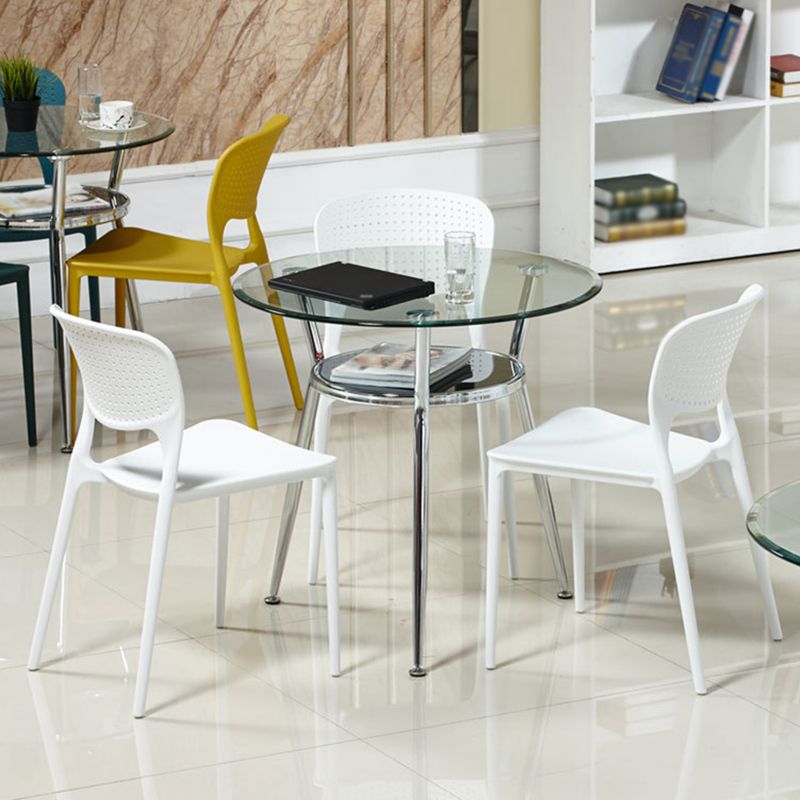 Metal Modern Round Indoor Table Glass Top Table for Kitchen and Dining Room Clearhalo 'Dining Tables & Seating' 'Dining Tables' 'dining_table' 'furn' 'furn_dining_table' 'Furniture' 'furniture_dining_table' 'Kitchen & Dining Furniture' 'kitchen' 'kitchen_dining_table' 1200x1200_762750ca-e572-4fae-95b1-8cd1c7bc807e