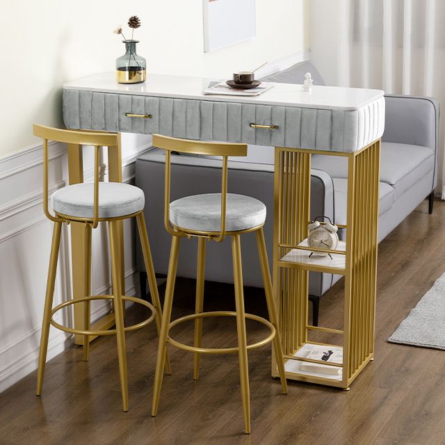Glam Rectangle Indoor Bar Dining Table White Marble Bistro Table with Drawer Clearhalo 'Bar Furniture' 'Bar Tables' 'bar_tables' 'furn' 'furn_bar_tables' 'Furniture' 'furniture_bar_tables' 'Kitchen & Dining Furniture' 'kitchen&dining_furn' 'kitchen' 1200x1200_762c498b-abfc-49a4-bb8d-4790c0c68568