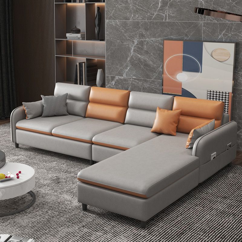 Right Hand Facing L-Shape Sectional with Square Arm and Storage Clearhalo 'furn' 'furn_sectionals' 'Furniture' 'furniture_sectionals' 'kitchen' 'kitchen_sectionals' 'Living Room Furniture' 'Sectionals' 1200x1200_762c6410-ea05-4590-a09e-648a09a342db