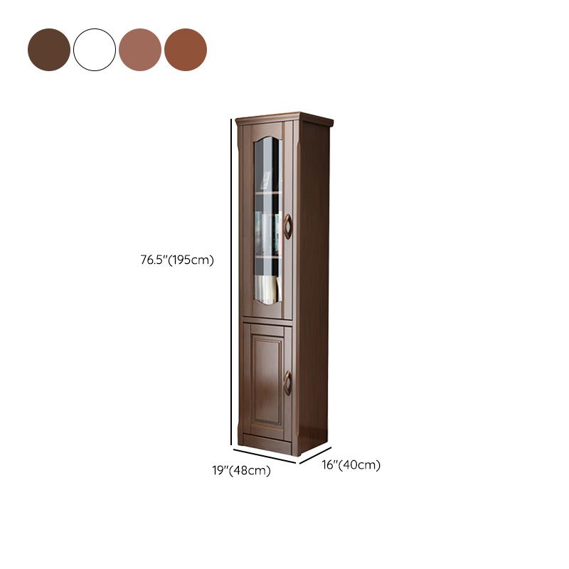 76.8" Tall Solid Wood Accent Cabinet Glass Paned 2 Doors Storage Cabinet Clearhalo 'Cabinets & Chests' 'cabinets_chests' 'furn' 'furn_cabinets_chests' 'Furniture' 'Living Room Furniture' 1200x1200_762c7075-a35e-4454-9a1d-4d8e4f6db98d