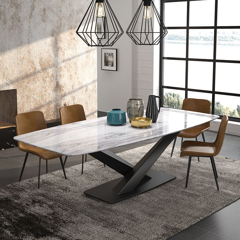 Traditional Luxury Table Metal Base Rectangle Dining Table for Home Clearhalo 'Dining Tables & Seating' 'Dining Tables' 'dining_table' 'furn' 'furn_dining_table' 'Furniture' 'Kitchen & Dining Furniture' 1200x1200_762ce53b-7361-4e72-8767-20209fea2b03