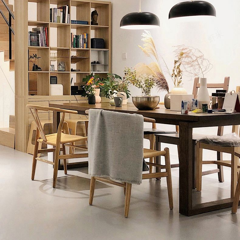 Rectangle Wood Dining Table Modern Pine Table in Brown with Double Pedestal Clearhalo ' dining_table' 'Dining Tables & Seating' 'Dining Tables' 'furn' 'furn_dining_table' 'Furniture' 'furniture_dining_table' 'Kitchen & Dining Furniture' 'kitchen&dining_furn' 'kitchen' 'kitchen_dining_table' 1200x1200_762f8b34-538e-459e-bb4e-3e971c86c518