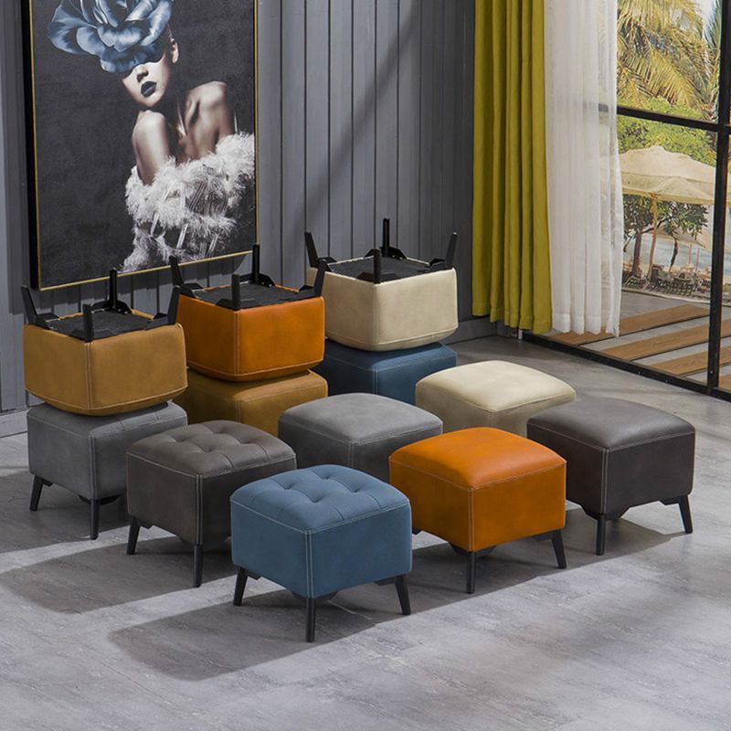 Contemporary Plain Chair Ottoman Plain Cotton Tufted Footstool Ottoman Clearhalo 'furn' 'furn_ottomans_poufs' 'Furniture' 'Living Room Furniture' 'Ottomans & Poufs' 'ottomans_poufs' 1200x1200_7630179b-6af8-4c46-8499-811f8c2f91de