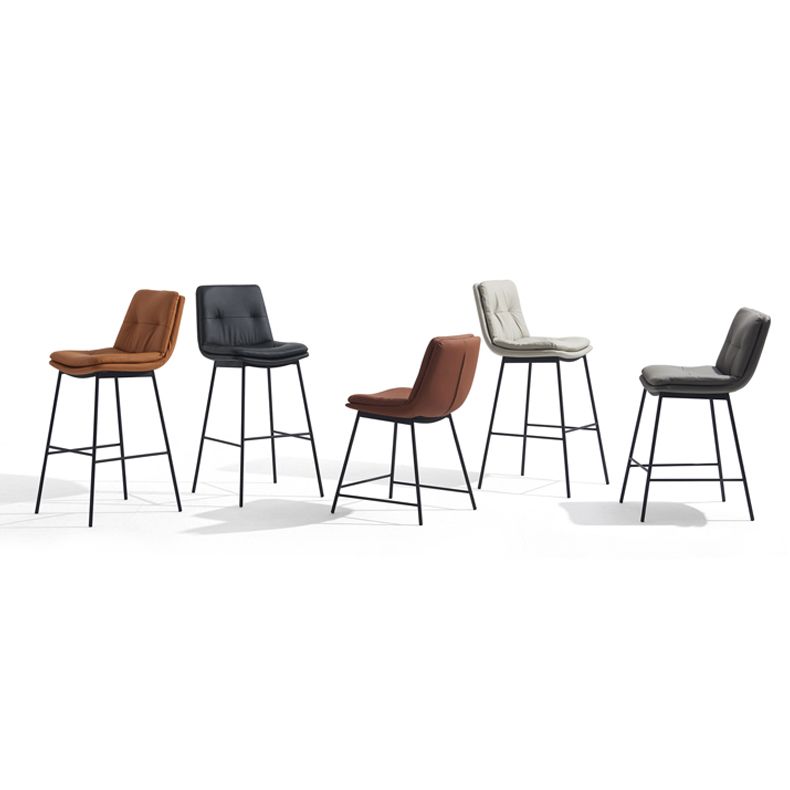 Contemporary Metal Leather Bar Stools Indoor Barstool with Iron Legs and Footrest Clearhalo 'Bar Furniture' 'Bar Stools' 'bar_stools' 'furn' 'furn_bar_stools' 'furniture_bar_stools' 'Kitchen & Dining Furniture' 'kitchen&dining_furn' 'kitchen' 'kitchen_furn' Furniture' 1200x1200_76315346-6ff2-45bf-8836-70924a03b95b