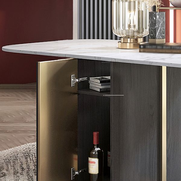 Modern Style Dining Table Sintered Stone Drop-Leaf 63" Table with Metal Base Clearhalo ' dining_table' 'Dining Tables & Seating' 'Dining Tables' 'furn' 'furn_dining_table' 'Furniture' 'furniture_dining_table' 'Kitchen & Dining Furniture' 'kitchen&dining_furn' 'kitchen' 'kitchen_dining_table' 1200x1200_76325511-d9d3-446d-aa65-83b0d92a2e67