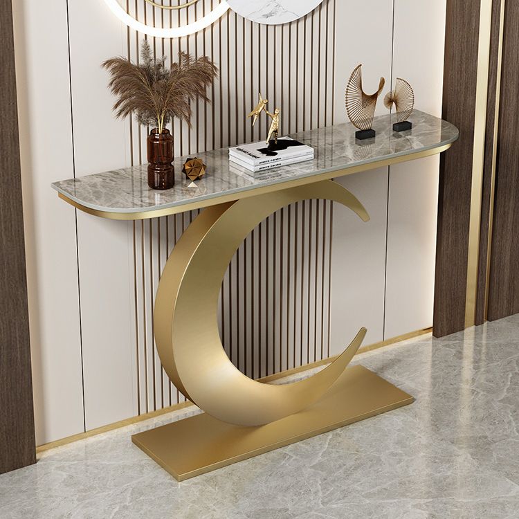 31.5-inch Tall Stone Console Table Stain Resistant Accent Table with Shelf Clearhalo 'Console Tables' 'console_tables' 'Entry & Mudroom Furniture' 'furn' 'furn_console_tables' 'Furniture' 1200x1200_7633ab70-e583-434d-a783-56d44765ef4a