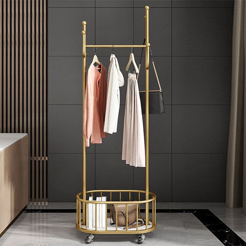 Glam Hall Stand Metal Shelving Hooks Included Free Standing Entry Hall Tree Clearhalo 'Entry & Mudroom Furniture' 'furn' 'furn_hall_tree_coat_racks' 'Furniture' 'Hall Trees & Coat Racks' 'hall_tree_coat_racks' 1200x1200_76347f0a-de3b-4408-afb4-5915118df6ee