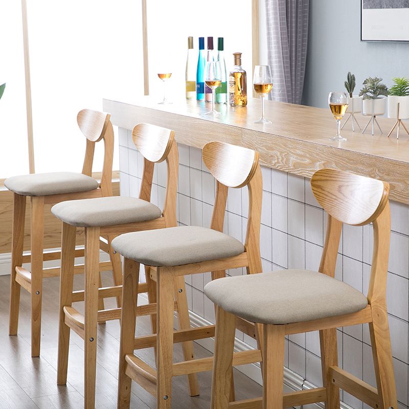 Contemporary Upholstered Footrest Low Back Stool Home Oak Wood Bar Stool Clearhalo 'Bar Furniture' 'Bar Stools' 'bar_stools' 'furn' 'furn_bar_stools' 'furniture_bar_stools' 'Kitchen & Dining Furniture' 'kitchen&dining_furn' 'kitchen' 'kitchen_furn' Furniture' 1200x1200_7634c27e-96c7-4d83-a24d-f12be819f57b