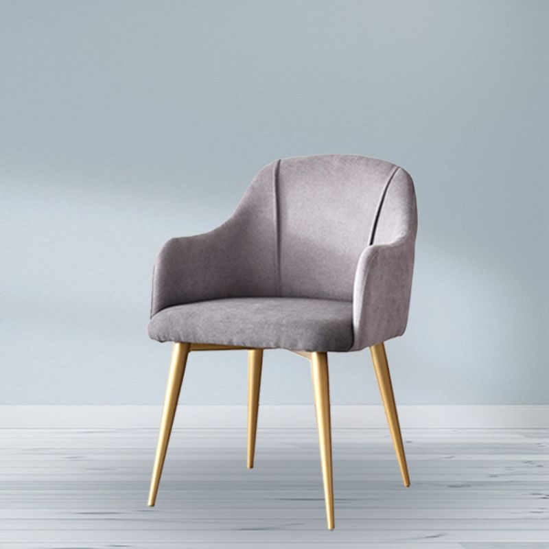 Parsons Upholstered Arm Chair Glam Gold Metal Legs Dining Chair