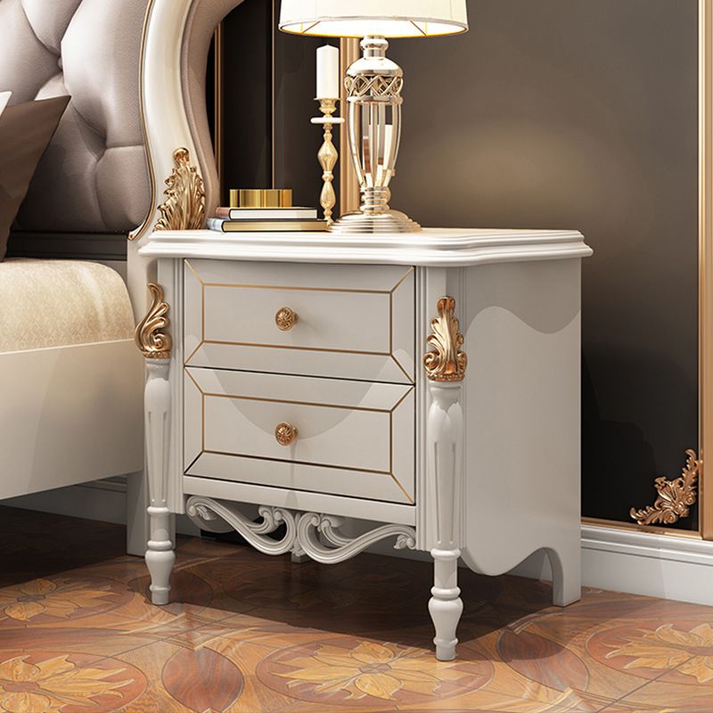 2 cassetti tavolo da notte in legno massiccio tradizionale comodino, 23,6 "di altezza