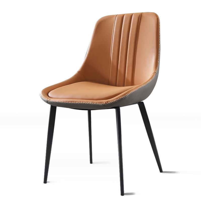 Contemporary Metal Armless Chair Leather Dining Chairs for Restaurant Use (Set of 2) Clearhalo ' kitchen&dining_furn' 'Dining Chairs' 'Dining Tables & Seating' 'dining_chair' 'furn' 'furn_dining_chair' 'Furniture' 'furniture_dining_chair' 'Kitchen & Dining Furniture' 'kitchen' 1200x1200_7636fa59-1e95-46c8-9461-4559063c2b2c