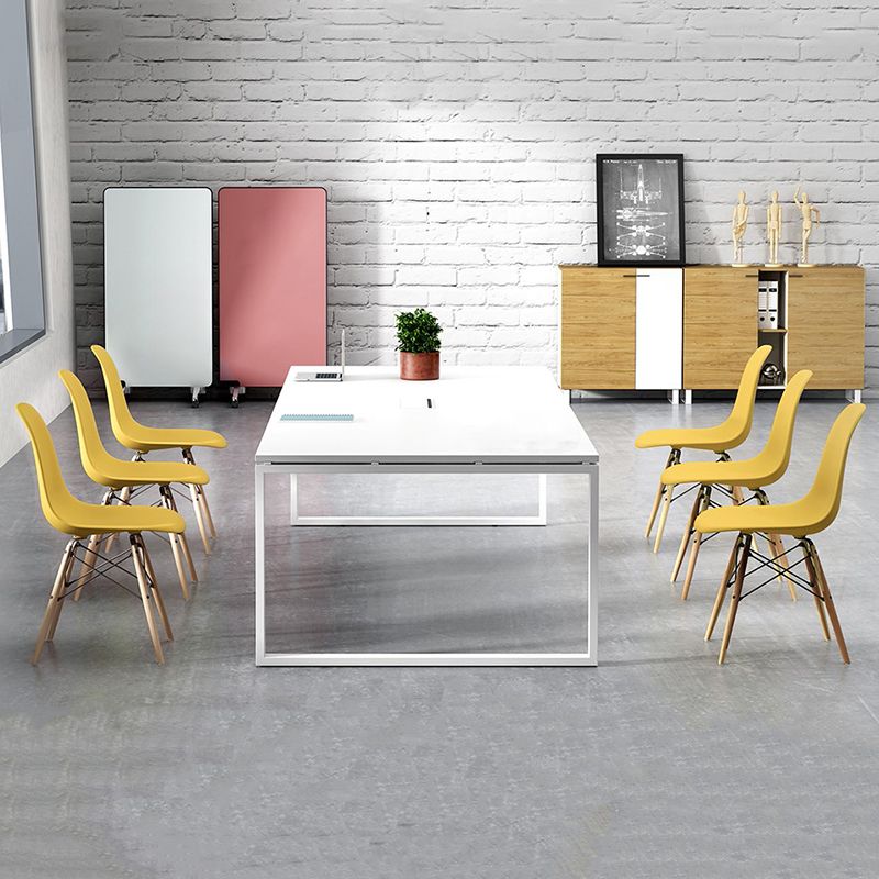 Solid Wood Contemporary Rectangular Dining Table White Indoor Table with Sled Base Clearhalo ' dining_table' 'Dining Tables & Seating' 'Dining Tables' 'furn' 'furn_dining_table' 'Furniture' 'furniture_dining_table' 'Kitchen & Dining Furniture' 'kitchen&dining_furn' 'kitchen' 'kitchen_dining_table' 1200x1200_7638ae63-f36a-436f-a9e2-726f58515164