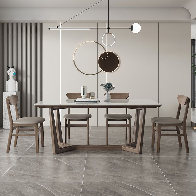 Rectangle Mid-Century Modern Dining Table White Tone Fixed Table with Sintered Stone Clearhalo ' dining_table' 'Dining Tables & Seating' 'Dining Tables' 'furn' 'furn_dining_table' 'Furniture' 'furniture_dining_table' 'Kitchen & Dining Furniture' 'kitchen&dining_furn' 'kitchen' 'kitchen_dining_table' 1200x1200_7639efdd-360a-40eb-883e-c49ab58e41e0