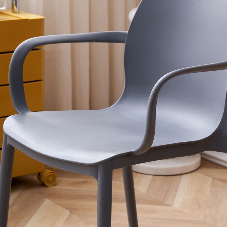 Contemporary Style Chair Metal Solid Back Dining Chair for Indoor