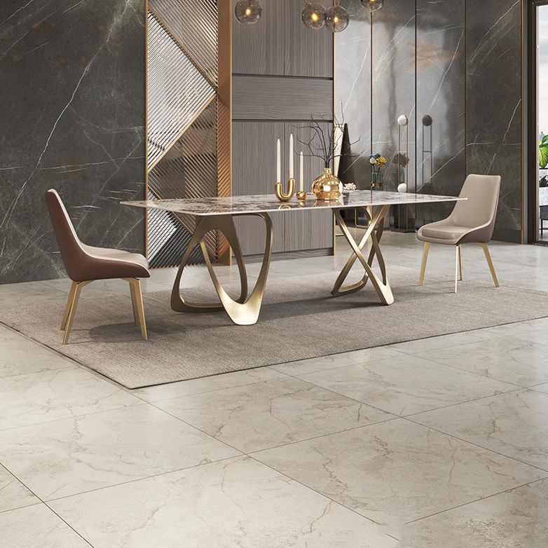 Set di dinette glam beige per casa 1/4/5/7 pezzi set da pranzo in pietra