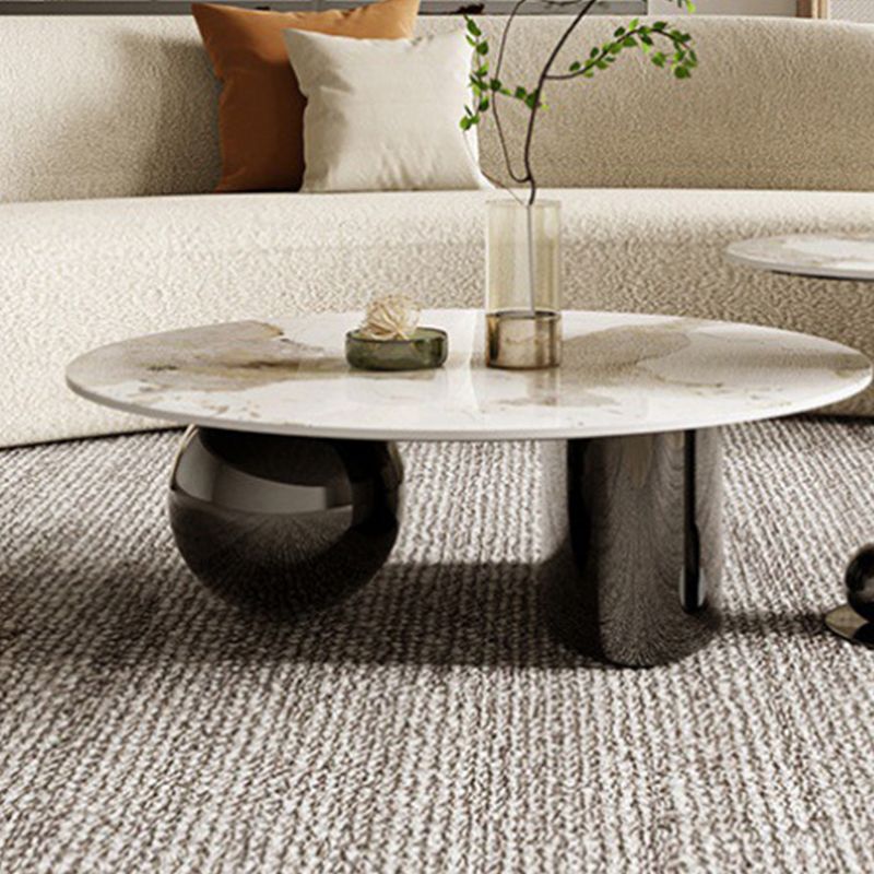 Glam Round Slate Cocktail Table Stainless Steel Abstract Coffee Table Clearhalo 'Coffee & Accent Tables' 'Coffee Tables' 'coffee_tables' 'furn' 'furn_coffee_tables' 'Furniture' 'Living Room Furniture' 1200x1200_763e83f5-76f2-4ba4-8628-3b7b5411374a