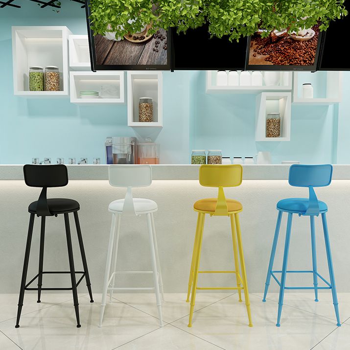 Scandinavian Metal Stool Faux Leather Round Seat Upholstered Counter Stool