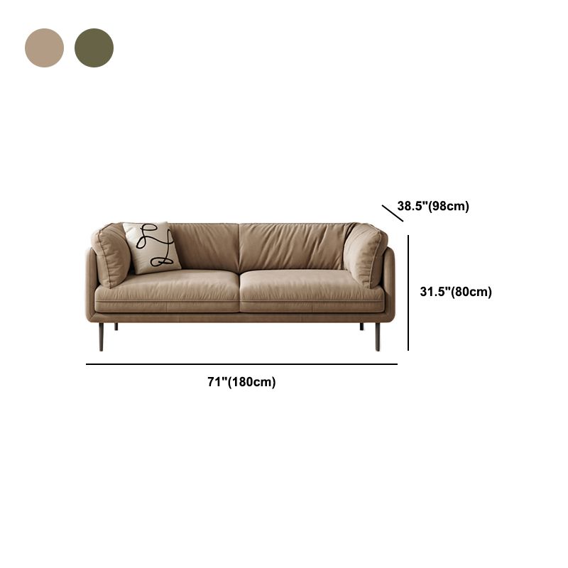 Contemporary Simple Cushions Sofa Tuxedo Arm Faux Leather Seating
