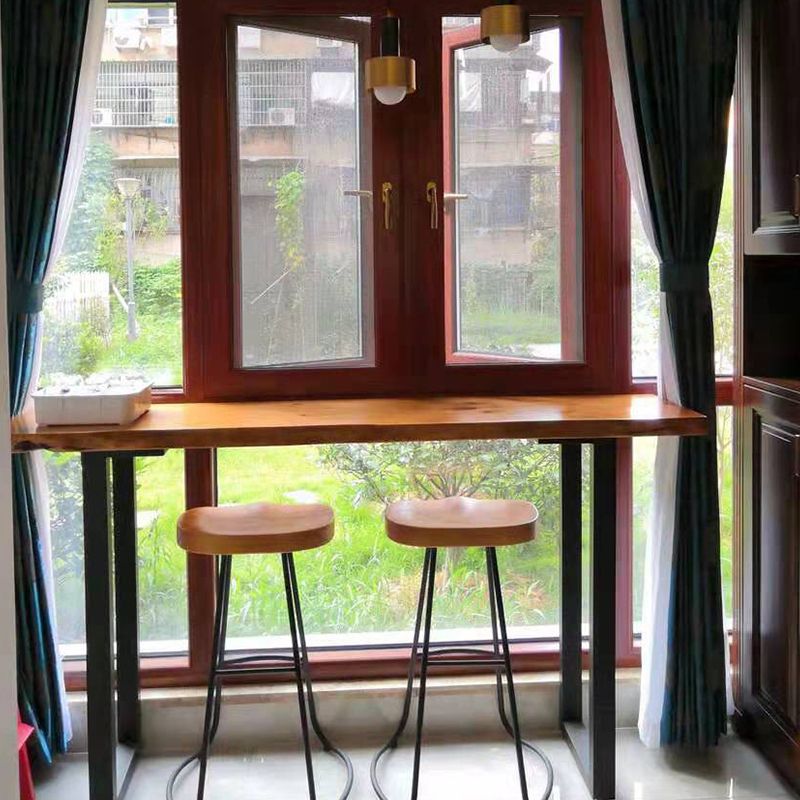 Brown Modern StyleTable Solid Wood and Iron Coffee Shop Bar Table Clearhalo 'Bar Furniture' 'Bar Tables' 'bar_tables' 'furn' 'furn_bar_tables' 'Furniture' 'furniture_bar_tables' 'Kitchen & Dining Furniture' 1200x1200_764733c6-13e2-42fe-8433-0eb624871734