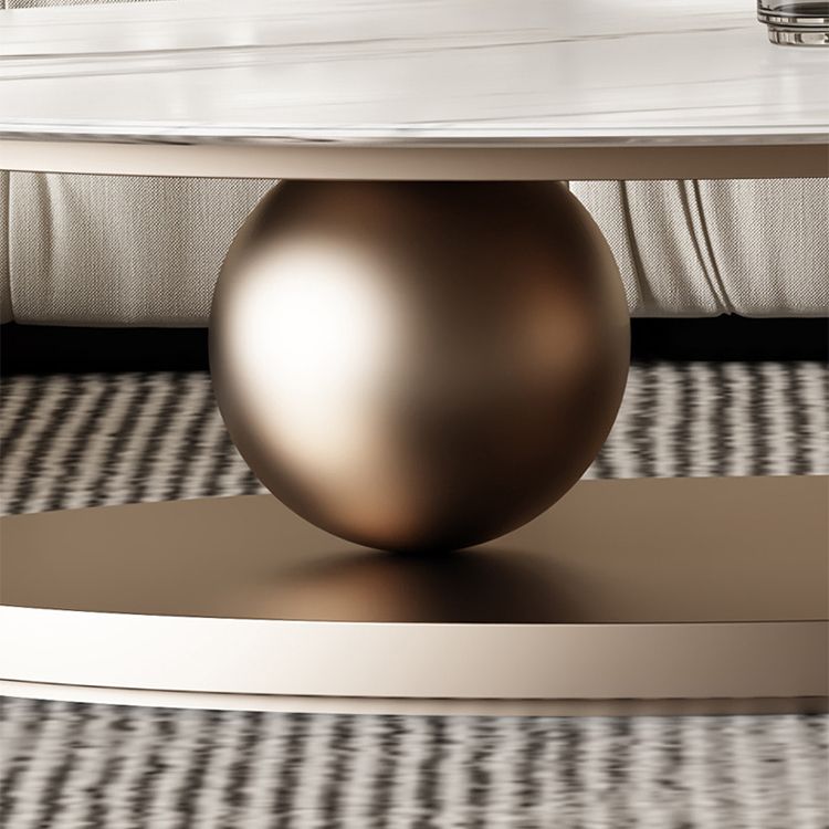 Glam Metal Abstract Base Cocktail Table Slate Top Coffee Table