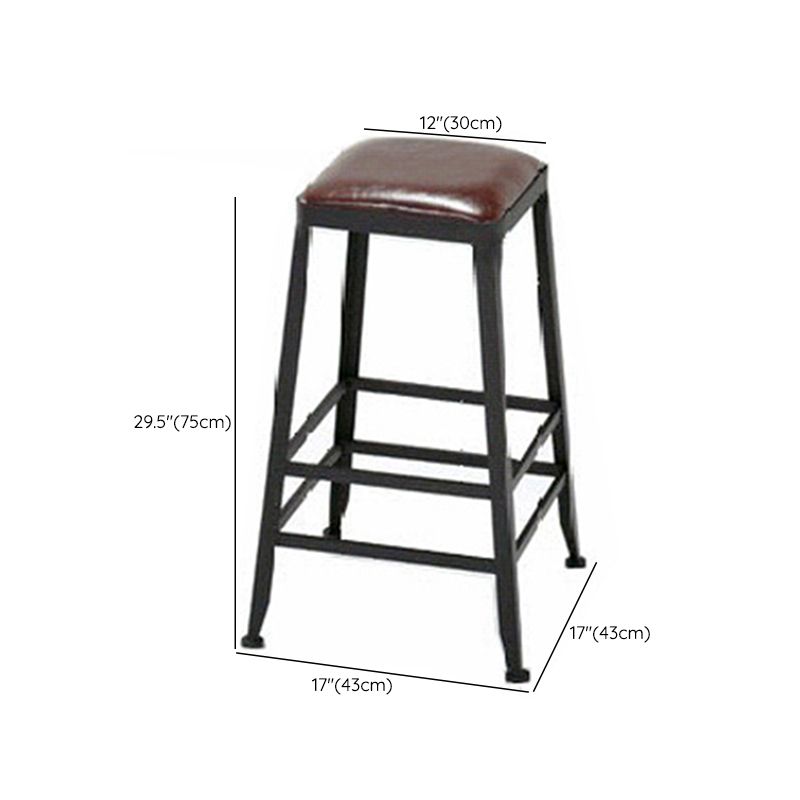 Armless Dining Stools Contemporary Bar Stools with Black Metal Base