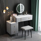 Wood and Metal Vanity Table with Stone Top Makeup Desk in Grey/Orange