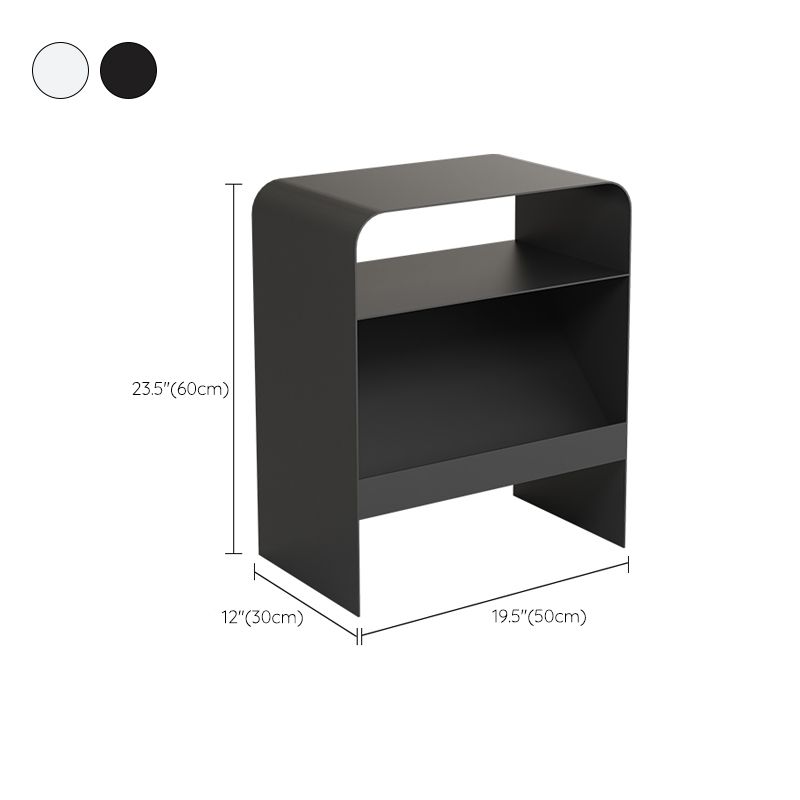 Modern Accent Side Table Metal Sled with Storage Rectangular Living Room End Table