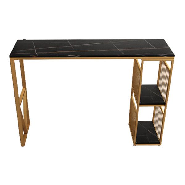 Rettangolo soggiorno da bar per pub tavolo in pietra e scrivania da bar di bistrot metallico con archiviazione