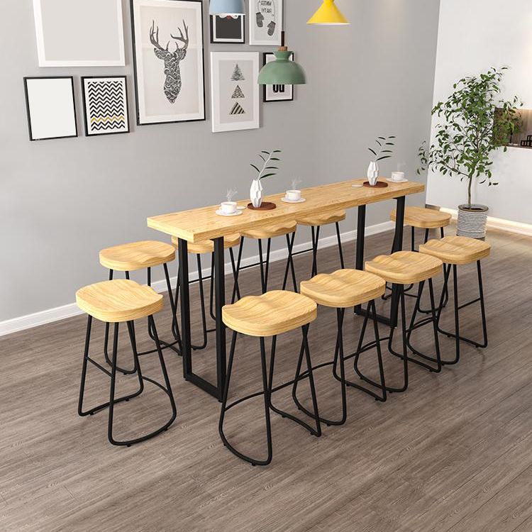 Modern Backrest Counter Stool Iron Milk Tea Shop Bar Stool with Wooden Seat and Pedal Clearhalo 'Bar Furniture' 'Bar Stools' 'bar_stools' 'furn' 'furn_bar_stools' 'Furniture' 'furniture_bar_stools' 'Kitchen & Dining Furniture' 1200x1200_7649eb9b-7996-476e-998f-4a9a88c98519