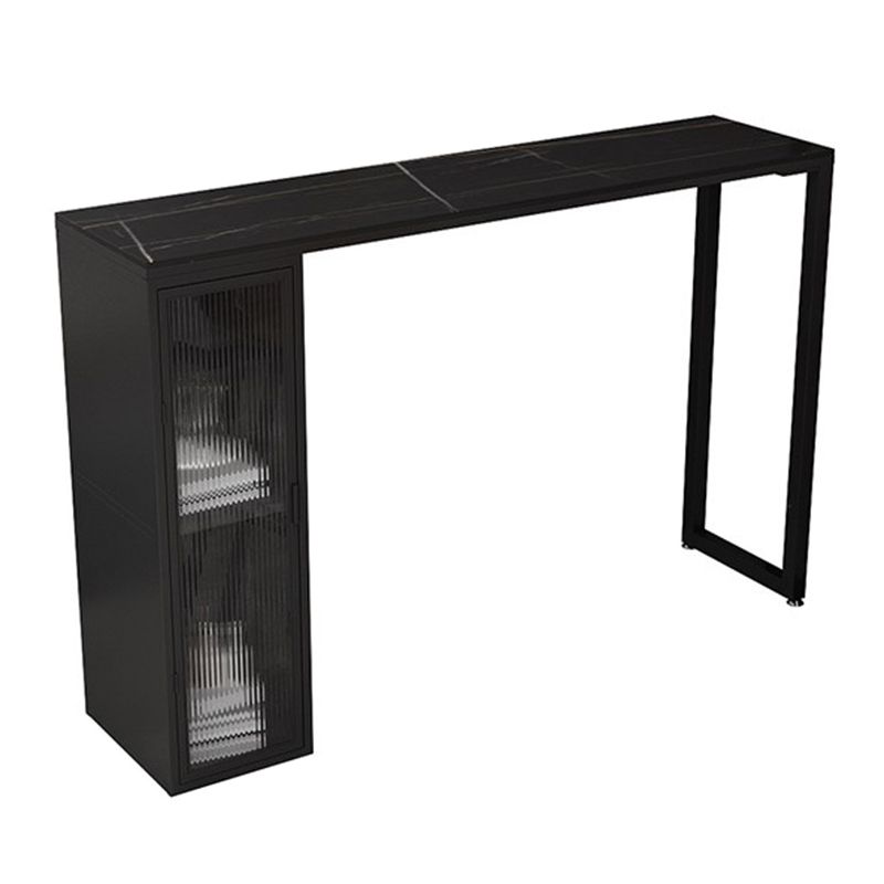 Table à manger moderne en pierre fritrée rectangulaire avec rangement