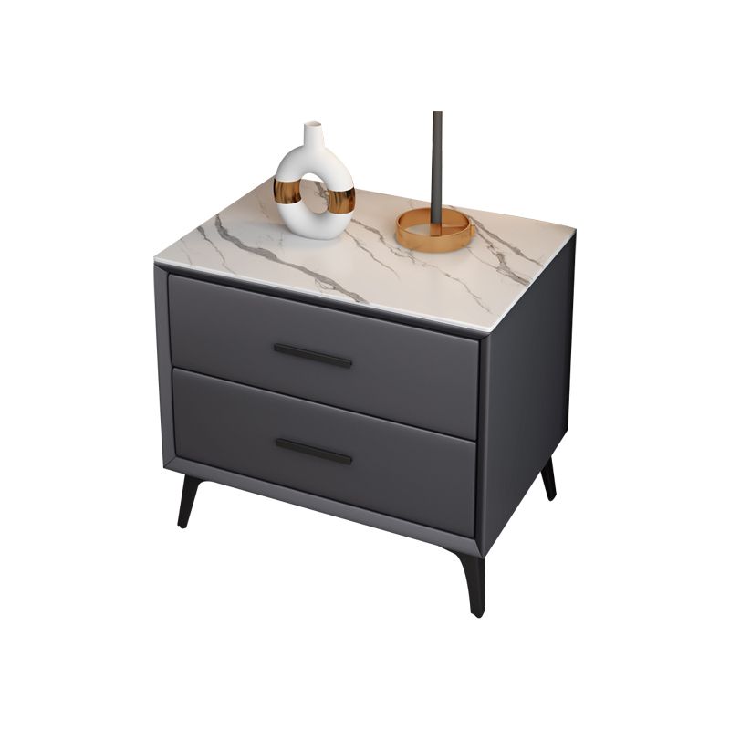 Modern Nightstand Stone Accent Table Nightstand with 2 Drawers Clearhalo 'Bedroom Furniture' 'furn' 'furn_night_stand' 'Furniture' 'night_stand' 'Nightstands' 1200x1200_764c2e7e-cd2b-4da3-a18f-2dd13460bb02
