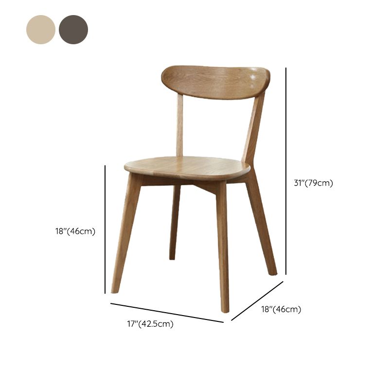 Silla de madera de respaldo sin brazo moderna con patas de roble para el comedor
