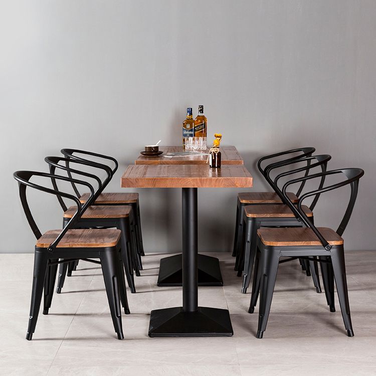 Solid Wood Industrial Style Dining Table Brown Table with Black Frame for Dinning Room Clearhalo ' dining_table' 'Dining Tables & Seating' 'Dining Tables' 'furn' 'furn_dining_table' 'Furniture' 'furniture_dining_table' 'Kitchen & Dining Furniture' 'kitchen&dining_furn' 'kitchen' 'kitchen_dining_table' 1200x1200_764f8272-8e5c-4d68-ad68-aa0d35433ea7