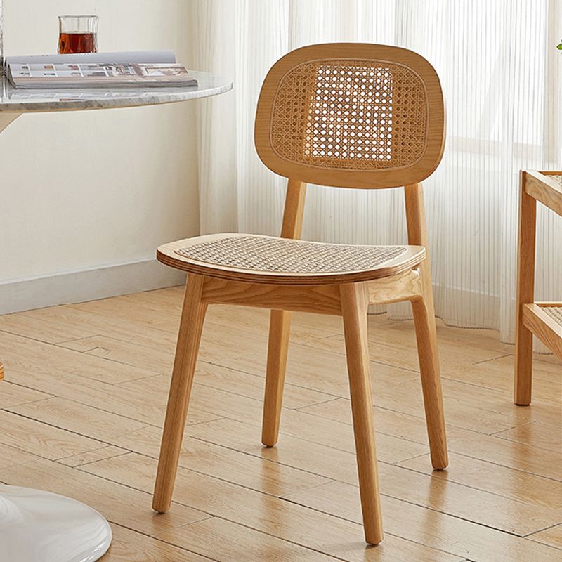 Rubber Wood Armless Dining Chairs Scandinavian Open Back Dining Side Chair