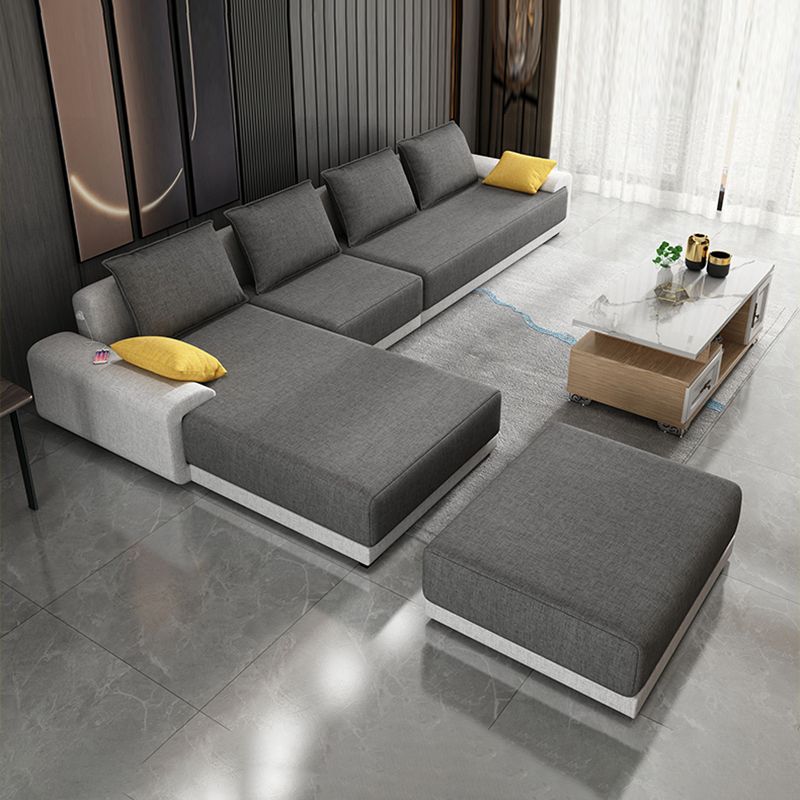 Contemporary Loose Back Removable Cushions Sofa with Reversible Chaise Clearhalo 'furn' 'furn_sectionals' 'Furniture' 'furniture_sectionals' 'kitchen' 'kitchen_sectionals' 'Living Room Furniture' 'Sectionals' 1200x1200_7650b015-a80d-4f5a-90f4-728bd5e02afd
