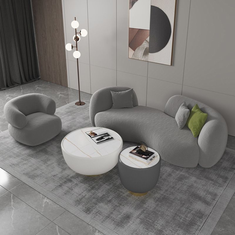 Contemporary Tuxedo Arm Curved Sofa Tight Back in Grey/White