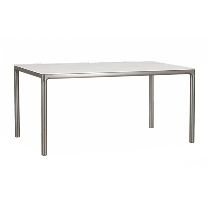 White Stone Top Dining Table Stainless Steel 4 Legs Dining Table Clearhalo 'Dining Tables & Seating' 'Dining Tables' 'dining_table' 'furn' 'furn_dining_table' 'Furniture' 'Kitchen & Dining Furniture' 1200x1200_76549e8e-be89-465d-a156-1c49410ac3dd