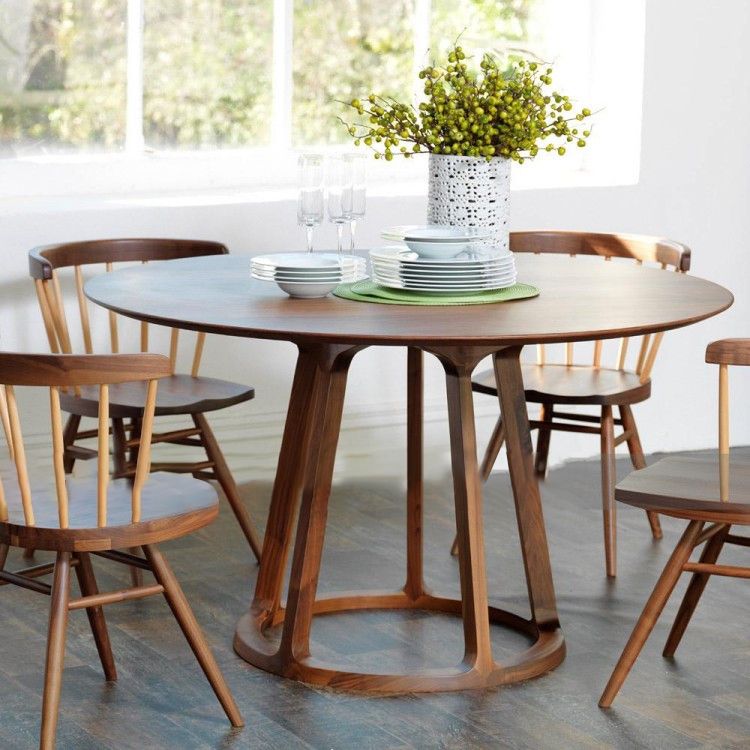 Round Solid Wood Brown Tone Dining Table Modern Pedestal Table for Dining Room Clearhalo ' dining_table' 'Dining Tables & Seating' 'Dining Tables' 'furn' 'furn_dining_table' 'Furniture' 'furniture_dining_table' 'Kitchen & Dining Furniture' 'kitchen&dining_furn' 'kitchen' 'kitchen_dining_table' 1200x1200_765707d1-32c1-4479-b458-886e4851a646
