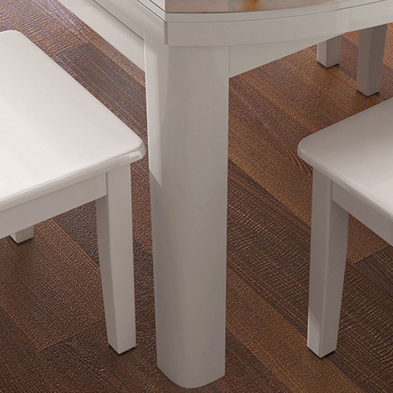 Silla de comedor de 7 piezas y mesa en estilo blanco y contemporáneo