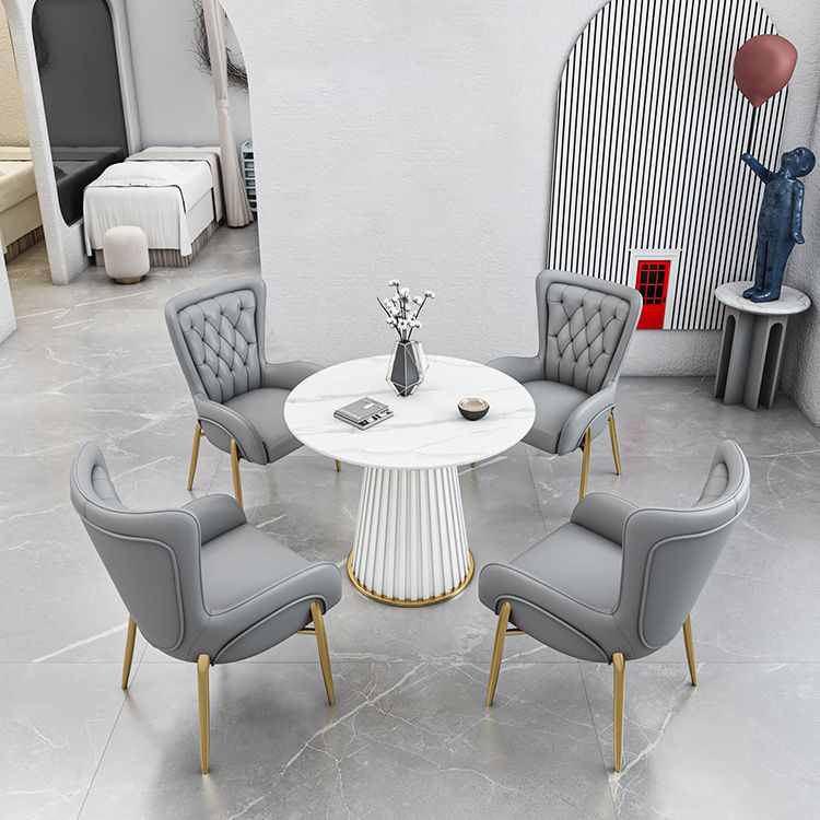 Glam 1/5 Pieces Dining Set Round Stone Dining Table for Kitchen Clearhalo 'Dining Room Sets' 'Dining Tables & Seating' 'dining_room_set' 'furn' 'furn_dining_room_set' 'Furniture' 'furniture_dining_room_set' 'Kitchen & Dining Furniture' 1200x1200_7657e6c3-f9b1-4c7b-becb-71188ab2c7eb