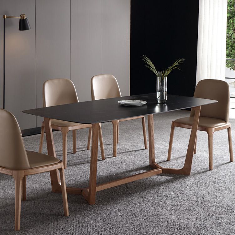 Sintered Stone Black Dining Table Simplicity Trestle Base Table for Dining Room Clearhalo ' dining_table' 'Dining Tables & Seating' 'Dining Tables' 'furn' 'furn_dining_table' 'Furniture' 'furniture_dining_table' 'Kitchen & Dining Furniture' 'kitchen&dining_furn' 'kitchen' 'kitchen_dining_table' 1200x1200_76584006-7e92-456d-a56f-ce6c2bf41919