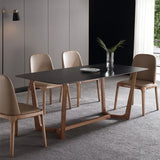 Sintered Stone Black Dining Table Simplicity Trestle Base Table for Dining Room Clearhalo ' dining_table' 'Dining Tables & Seating' 'Dining Tables' 'furn' 'furn_dining_table' 'Furniture' 'furniture_dining_table' 'Kitchen & Dining Furniture' 'kitchen&dining_furn' 'kitchen' 'kitchen_dining_table' 1200x1200_76584006-7e92-456d-a56f-ce6c2bf41919